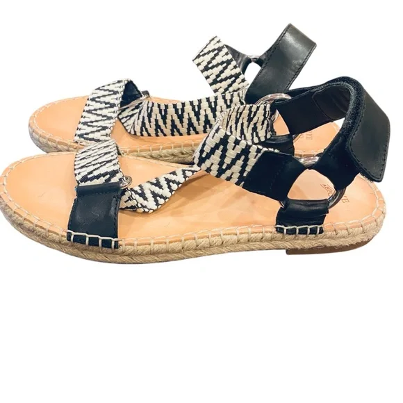 Frye & Co Kole White Black Canvas/Leather Espadrilles sz 9 - Picture 2 of 7